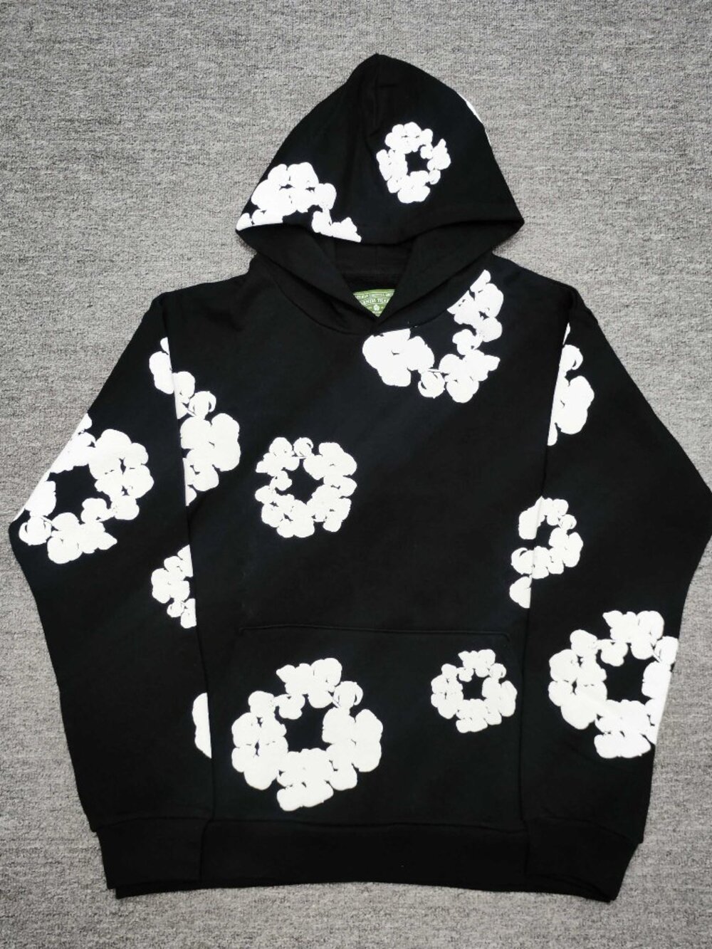 🌸 Denim Tears Cotton Wreath Print Black Hoodie